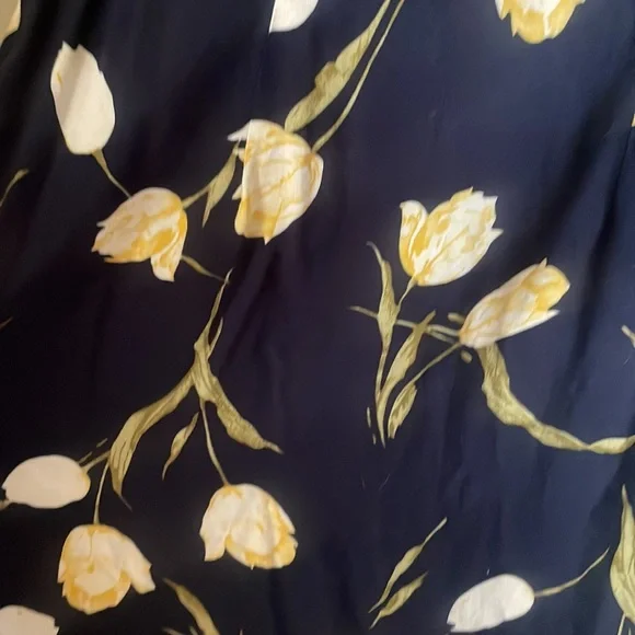 Vintage Scarlett rayon navy & yellow floral sleeveless midi dress with zip back - Picture 4 of 6